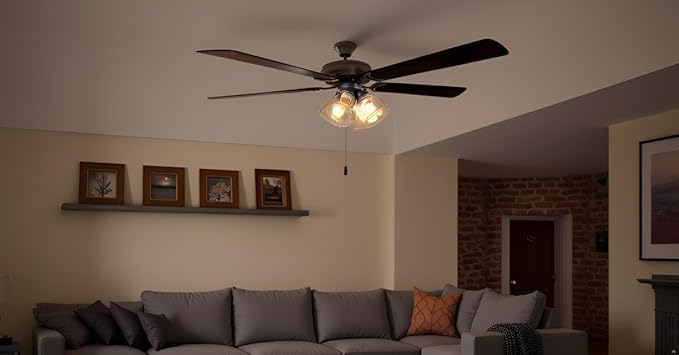 Aspen Creative 22017-1, Four-Light Ceiling Fan Light Kit with Pull Chain, Matte Black Finish with Clear Glass Shades, 13-1/8" Diameter x 6-3/4" Height