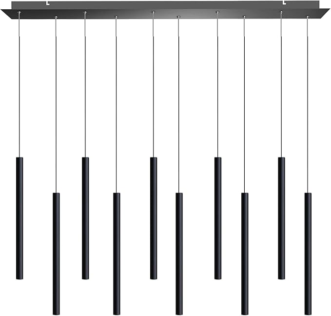 CANALIS 10 Mini Pendant Lighting Black - LED Hanging Light Fixture for Kitchen Island, Bar, Foyer - Cluster Pendants - Dimmable, Adjustable Wire, Lamp Bulb Included
