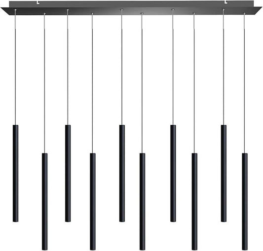 CANALIS 10 Mini Pendant Lighting Black - LED Hanging Light Fixture for Kitchen Island, Bar, Foyer - Cluster Pendants - Dimmable, Adjustable Wire, Lamp Bulb Included