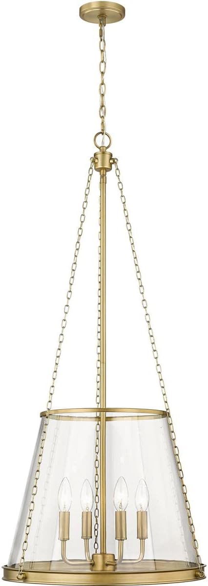 Z-Lite 341P18-RB Prescott Pendant, 4-Light 240 Total Watts, Rubbed Brass