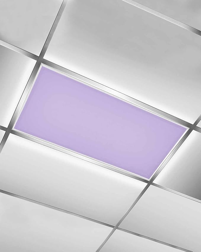 Magnetic Light Cover for Classroom Drop Ceiling,1 Pack 4x2 Ft Fluorescent Light Covers for Office Home Ceiling Light Lavender Purple Solid Color Lampshade