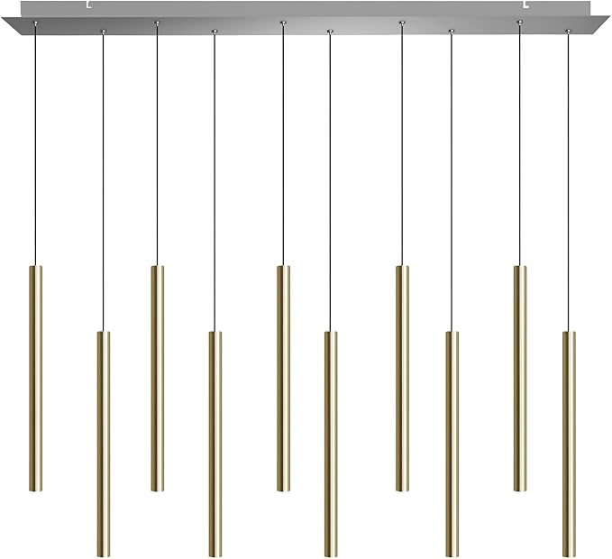 CANALIS 10 Mini Pendant Lighting Brass - LED Hanging Light Fixture for Kitchen Island, Bar, Foyer - Cluster Pendants - Dimmable, Adjustable Wire, Lamp Bulb Included