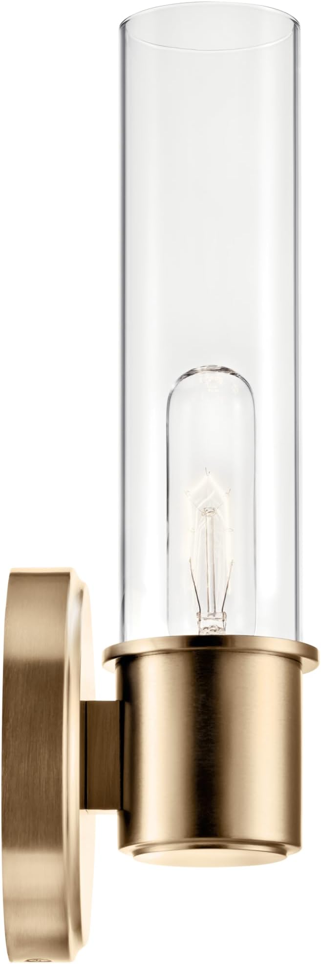Kichler Aviv 1-Light Wall Sconce, Modern Light with Clear Glass in Champagne Bronze, for Bedroom, Laundry Room, Kitchen or Hallway (13" x 5.5"), 52653CPZ