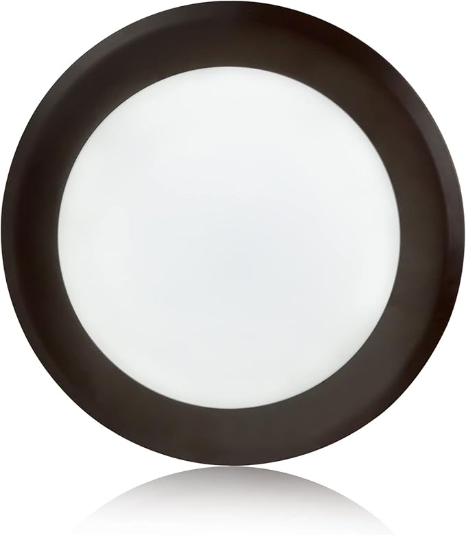 TOPELER 6 Inch LED Disk Light, 15W Dimmable Flush Mount Ceiling Light, Low Profile Recessed Downlight for Home Improve, 1000Lm 5000K Daylight, Bronze Trim