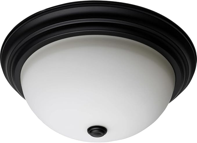 Nuvo Lighting 61020-15" 3 Lamp 120 Volt Matte Black White Glass Indoor Flush Mount Light Fixture (3 LT - 15 Flush Fixture BLK (60-129))