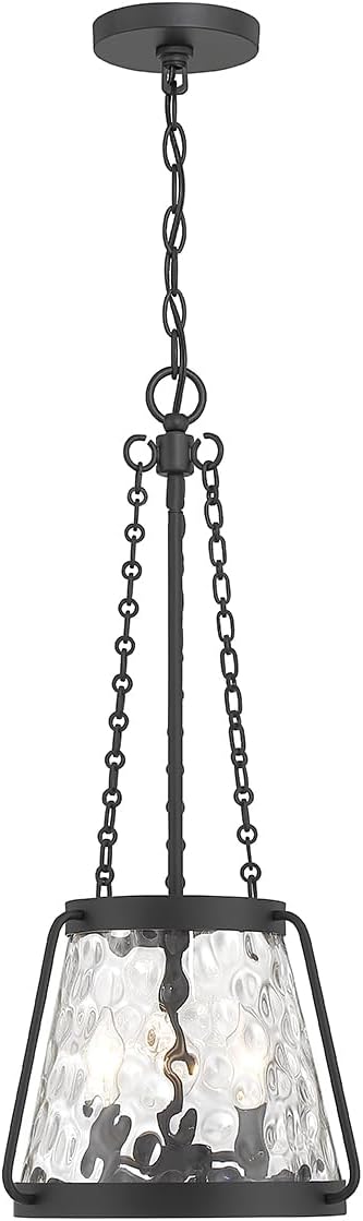 Savoy House 7-1803-3-89 Crawford Vintage Traditional Coastal Clear Water Glass Pendant, 3-Light 180 Total Watts, 26" H x 12" W, Matte Black
