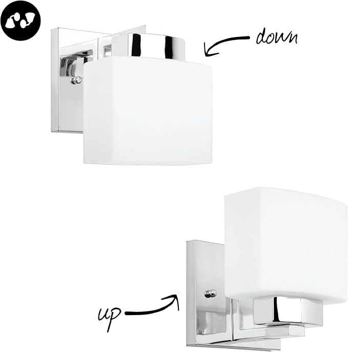 Design House Dove Creek Wall Light Sconce – Dimmable with Frosted Glass for Hallway, Bathroom, Foyer, Bedroom – Polished Chrome – Design House, 589663