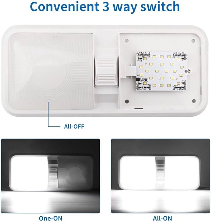 RVZONE LED RV 12V LED Ceiling Double Dome Light Fixture | 1100 LM RV Interior Lighting for RV Trailer Camper Truck Van Boat Car(Natural White 4000-4500K, 2 Pack)