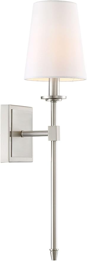 Kira Home Torche 20" Wall Sconce/Wall Light + Linen Shade, Brushed Nickel Finish
