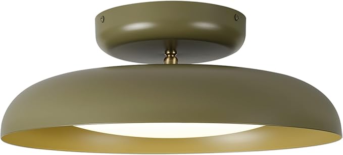 BISAMIYA Dimmable LED 15.7 inch Semi Flush Mount Ceiling Light, Modern Ceiling Light Fixture, Adjustable Angle Brass Accent, for Living Room, Laundry Room, Bedroom, 3000K/Warm White/22W