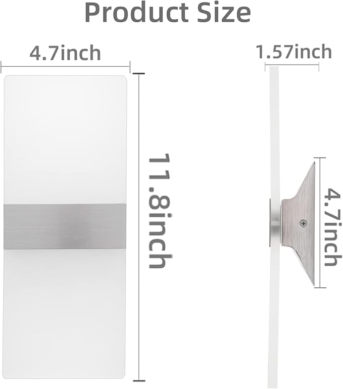 KICAAO Modern Wall Sconces 4 Pack, Led Wall Light 10w, Wall Sconce Up Downlight, Hardwired Acrylic Wall Light Lighting, Suitable for Living Room Corridor Bedside (Cool White 6000K 4Pack)