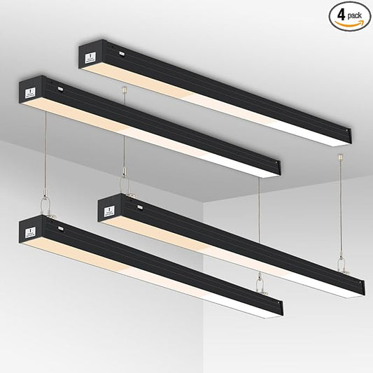 DAKASON 4FT LED Linear Lights, 40W 3000K/4000K/5000K Selectable Hanging Light, 4’ Linkable Office Shop Light Fixture, 0-10VDimmable Architectural Lighting Fixture ETL Listed for Gym Retails 4Pack