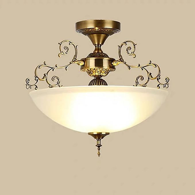 The 16-inch Wide Glass Circular White Glass Ceiling lamp E26 Screw-Type 3-lamp is Suitable for Lighting in Living Rooms, Kitchens, foyers, bedrooms, Balconies and corridors
