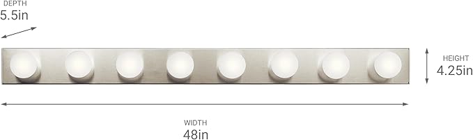 Kichler Linear Bathroom Vanity Light Fixture 48” in Brushed Nickel, Modern 4-Light Design, 628NI