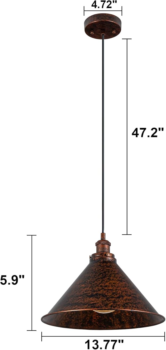 Lingkai 13.77" Farmhouse Pendant Light, Rustic Pendant Light Fixture Hanging for Kitchen Island, Ceiling Lamp Antique Painted Finish Light