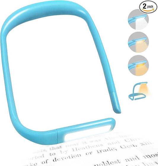 LED Neck Light with Adjustable Brightness, Book Lights for Reading in Bed, 3 Color Modes, Bendable Arm Design for Reading, Repair, Camping, Walking, Knitting, Night Running (2 PCS)