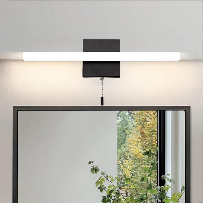 COTULIN 16 Inch Black Vanity Light Bar with Pull Switch 10W Brightness Ideal for Cabinet Lighting Picture Light and Sink Light for Kitchen and Bathroom Applications Modern Design Efficient Lighting