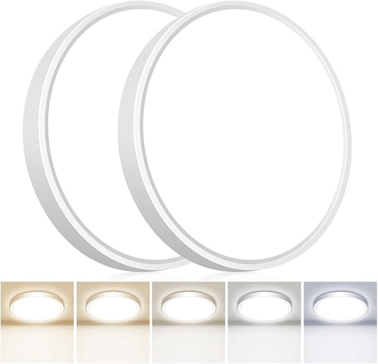 hepside LED Flush Mount Ceiling Light, 13Inch 24W LED Ceiling Lights Fixture,5 Color Temperatures in One,Ultra-Thin Flush Mount Light Fixture for Closet Bathroom Hallway Bedroom Laundry (2PACK)