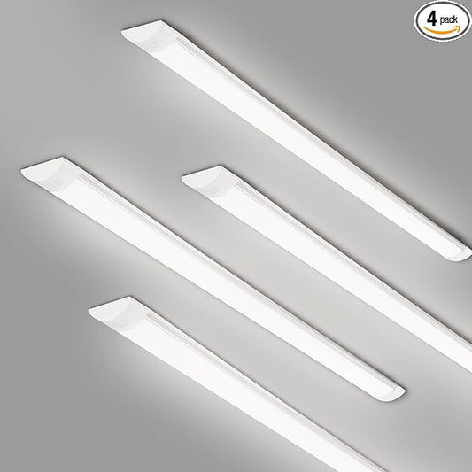 4 Packs 4FT LED Batten Light, Ultra-Thin Ceiling Surface Mounted Light, 40W, 4000K, IP20, LED Ceiling Lamp for Garage, Shop, Hallway, Office, Market, ver2