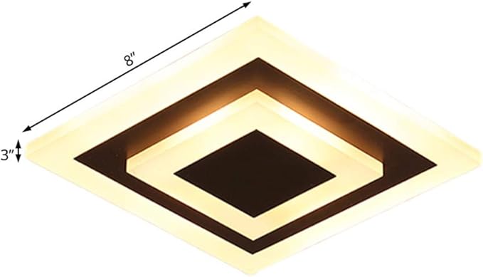 RUNNUP Acrylic Unique Minimalist Ceiling Lamp Minimalist Led Flush Mount Ceiling Light for Dining Hallway Living Kitchen Bedroom Room Kitchen Island Office,Brown-Square-Neutral Light