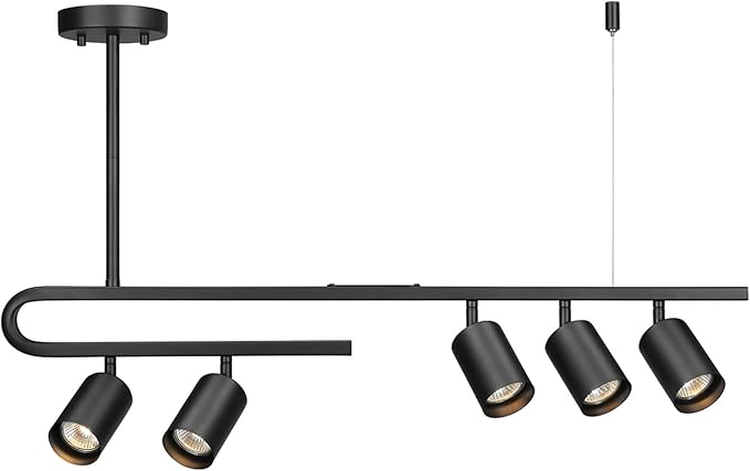 Globe Electric 64000121 32" 5-Light Track Lighting, Matte Black, Side Canopy, Lighting for Kitchen, Bathroom, Bedroom, or Dining Room, Living Room Ceiling Lights, Light Fixture, Kitchen Island Lights