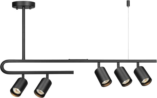 Globe Electric 64000121 32" 5-Light Track Lighting, Matte Black, Side Canopy, Lighting for Kitchen, Bathroom, Bedroom, or Dining Room, Living Room Ceiling Lights, Light Fixture, Kitchen Island Lights