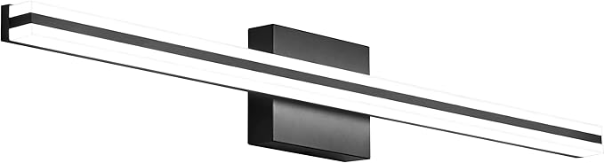 SOLFART Bathroom Vanity Light Fixtures 32 Inch 20W Modern Black LED Bathroom Lights Over Mirror Dimmable Wall Lights