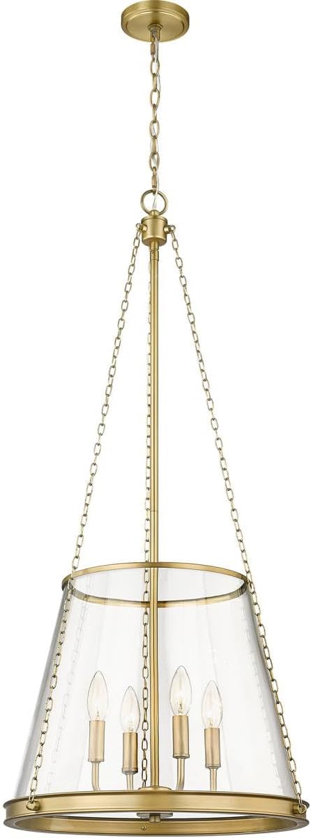 Z-Lite 341P18-RB Prescott Pendant, 4-Light 240 Total Watts, Rubbed Brass