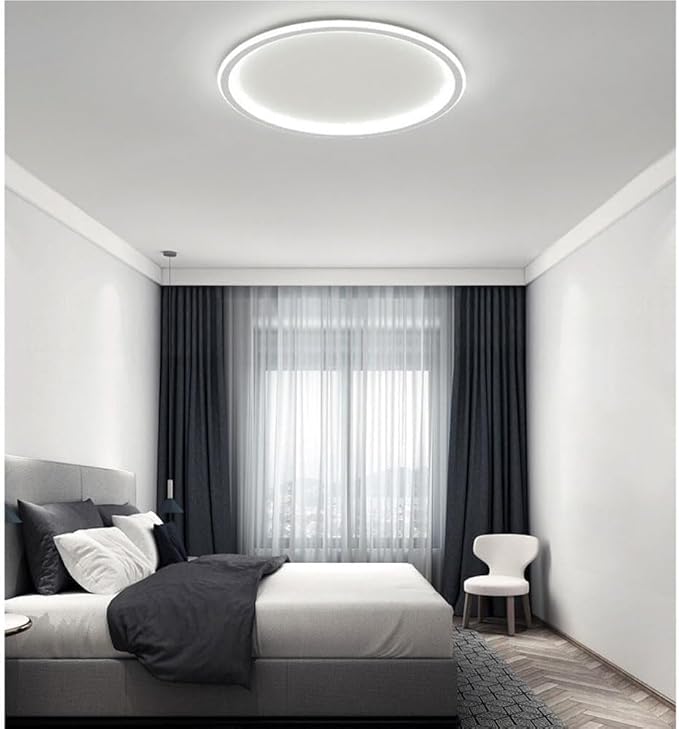 Flush Mount Ceiling Light Modern Nordic Ultra Thin Round Design Dimmable Acrylic Shade Iron Body Minimalist Lighting Fixture for Kitchen Bedroom or Living Room(White,30CM)