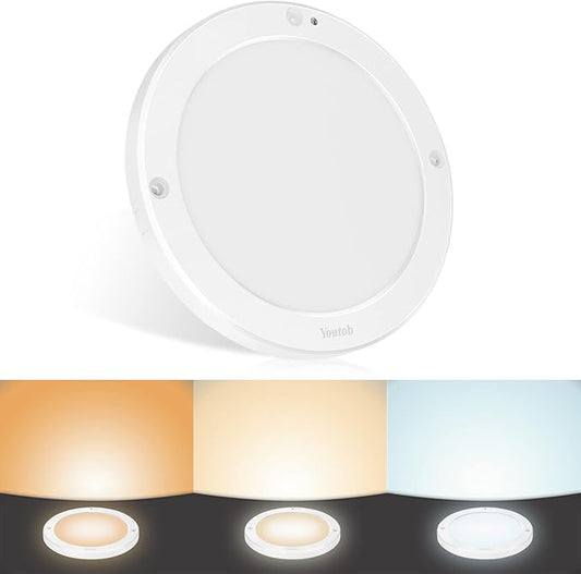Youtob Motion Sensor LED Ceiling Light 18W, ETL Listed, Flush Mount Round Lighting Fixture for Indoor, Stairs, Closet Rooms, Porches, Basements, Hallways, Pantries, Laundry Rooms(3000k/4000k/6500k)
