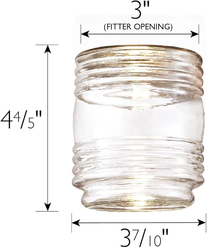 Jelly Jar Light Replacement Glass, Clear Cylinder, 3-Inch Opening – Design House, 924076