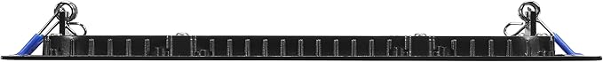 Maxxima 8 in. 5 CCT Square Recessed LED Downlight, 1400 Lumens, Slim Flat Panel Color Selectable (2700K/3000K/3500K/4000K/5000K), Dimmable, Canless IC Rated, Black Trim, J-Box Included