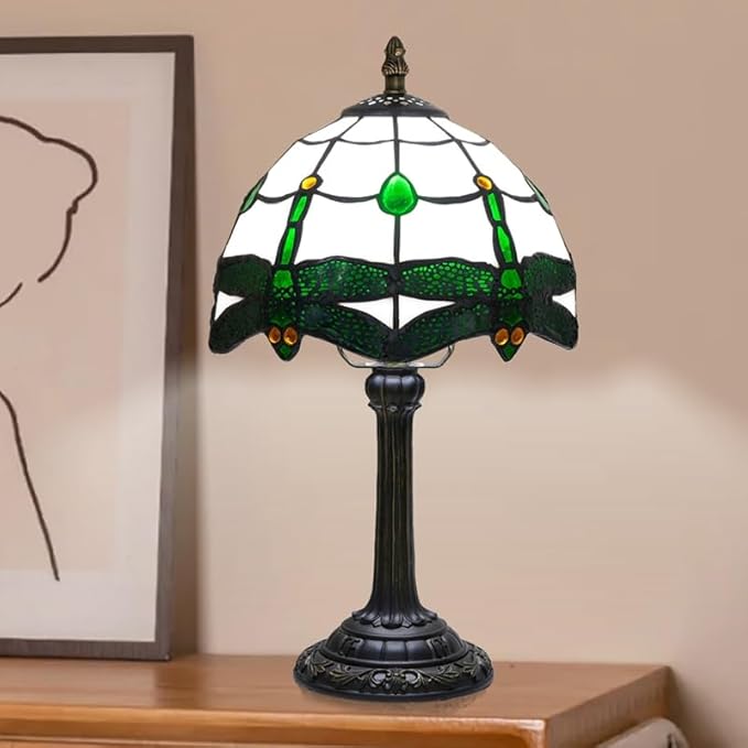Tiffany Stained Glass Table Lamp Warm White Dragonfly Style Bedroom Retro Bedside lamp Unique Small Table lamp Living Room Dining Room Home Decoration Creative Gift Scene Props Atmosphere lamp