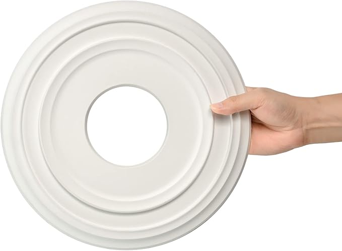 EIFHYT White PU Ceiling Medallions for Light Fixtures and Ceiling Fans, 12-2/8"OD x 4" ID x 1" P (Fits Canopies up to 7")
