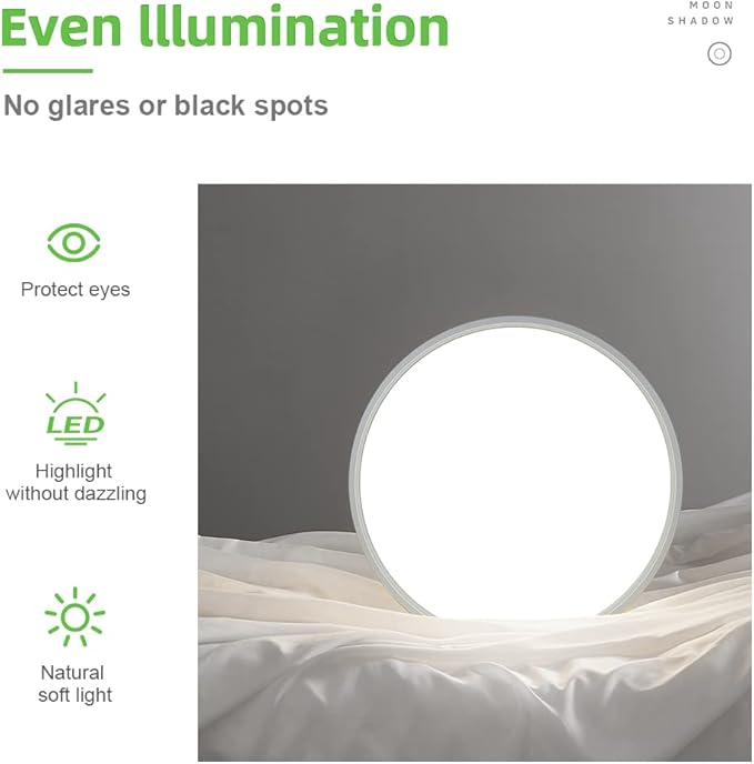 LightingWill 15.7 Inch LED Flush Mount Ceiling Light Fixture, 5000K Daylight White, 3800LM, 32W, Flat Modern Round Lighting Fixture, 320W Equivalent White Ceiling Lamp for Kitchens, Bedrooms.etc.
