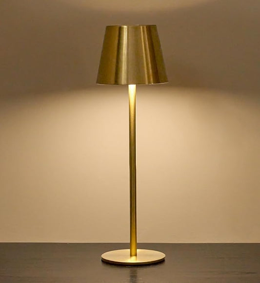 Cordless Table Lamp, Portable Battery Operated Lamp with 3 Color Temps and Stepless Dimming, Rechargeable Table Lamp for Dinner, Desk, Cafe, Outdoor (Brushed Gold)