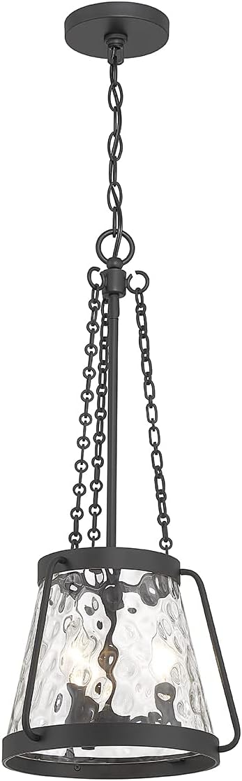Savoy House 7-1803-3-89 Crawford Vintage Traditional Coastal Clear Water Glass Pendant, 3-Light 180 Total Watts, 26" H x 12" W, Matte Black