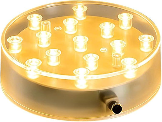Simplelight 4 Inch Round LED Light Base- Perfect for Glass Art, Ideal Led Display for Vases, Centerpieces (4inch Round LED Vase Base Light, Soft White)