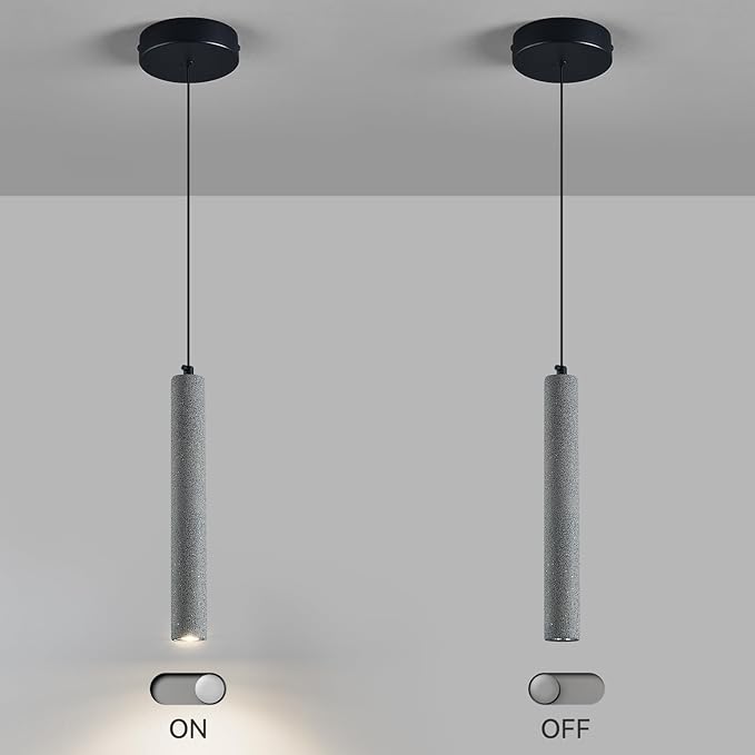 Concrete ﻿Linear Black Pendant Light,Modern Industrial Hanging Cement Pendant Lighting Fixture for Kitchen Island Dinning Room Bedroom Bedside Table Pendant Lights(2-Pack)