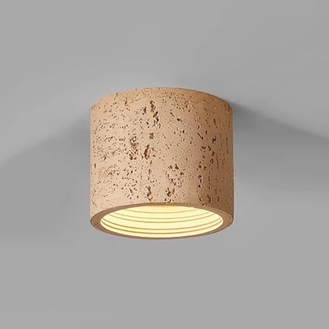 Modern Minimalist Concrete Ceiling Light Fixture Flush Mount LED Ceiling Lamp for Living Room, Bedroom, Hallway Wabi-Sabi Style Cement Cylinder Spotlight Warm White 3000K(Earthy Color,H-11cm)