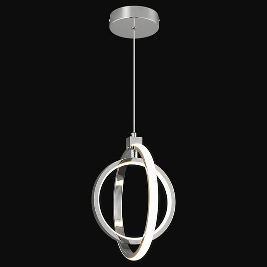 Modern LED Chandelier Chrome Ring Pendant Light Fixtures 4000K Dimmable Height Adjustable Pendant Lighting for Dining Room Kitchen Island Bedroom Living Room Foyer（1-Pack）…
