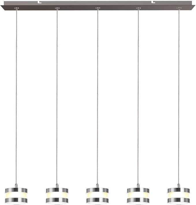 Mercury 5 Mini Pendant Lighting Nickel - LED Hanging Light Fixture for Kitchen Island, Bar, Foyer - Cluster Pendants - Dimmable, Adjustable Wire, Lamp Bulb Included