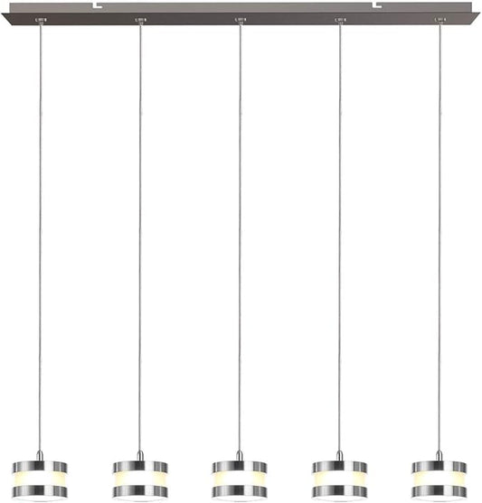 Mercury 5 Mini Pendant Lighting Nickel - LED Hanging Light Fixture for Kitchen Island, Bar, Foyer - Cluster Pendants - Dimmable, Adjustable Wire, Lamp Bulb Included