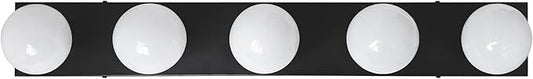 Design House Vanity Lights, 5 Linear Lights, Dimmable, Horizontal or Vertical Use, Uses (5) 60W Bulbs, for Bathroom/Makeup Vanity, Matte Black, 30.0 in. W x 2.0 in. H x 4.3 in. D, 588582-BLK