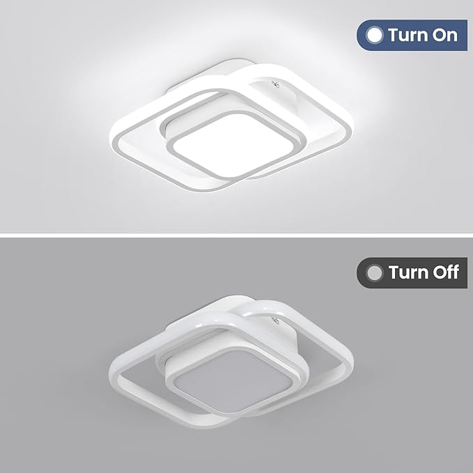 2 Packs Small Ceiling Light Modern LED Acrylic Square Ceiling Lamp Cool White 6000K Hallway Lighting Fixtures for Bedroom Kitchen Living Room Study Hallway Small Asile Lamp Corridor Lights (White)