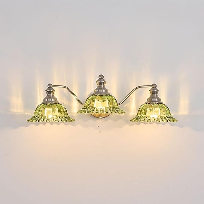XIEDUN Brushed Nickel Green 3 Light Vanity Light Bathroom Light
