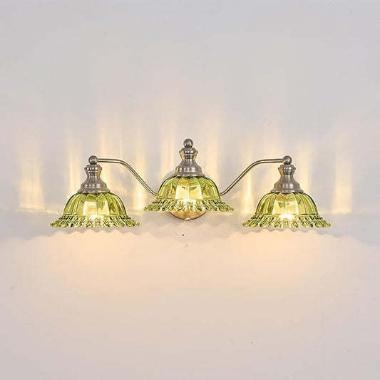 XIEDUN Brushed Nickel Green 3 Light Vanity Light Bathroom Light
