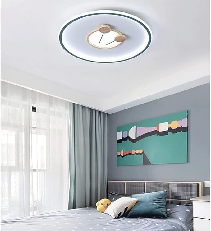 Ceiling Light,Slim Round Ceiling Lamp, Three-Color Temperature Adjustable, Flat Modern Iron Art Ceiling Light Fixture, for Bedroom Office Stairs Hotel Living Room Kitchen Hallway (Color : Gree