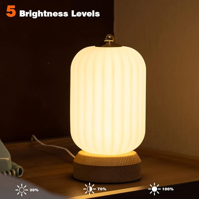 LONRISWAY LED Wood Table Lamp, 3-Color Modern Desk lamp Bedroom Bedside Night Light, Dimmable Led Lighting, Creative Home Decor, Unique House warmging Gift