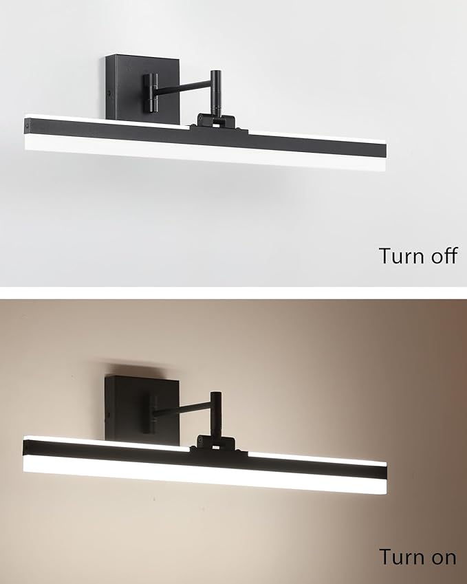 Modern LED Vanity Light,23.6‘’ Adjustable & Rotatable Bathroom Light Fixture Above Mirror, Wall Sconce, Black